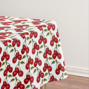 Pretty Red Cherry Watercolor Tablecloth