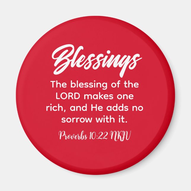 Pretty Red Christian Faith Blessings Bible Verse Magnet (Front)