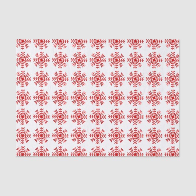 Pretty Red Christmas Snowflake Tissue Paper (Front)