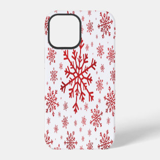 Pretty Red Christmas Snowflakes on Winter White iPhone 12 Pro Case