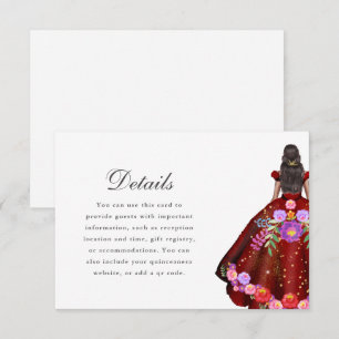 Pretty Red Fiesta Floral Quinceanera Details RSVP Card