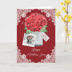 Pretty Red Floral Photo Happy Mother's Day Card