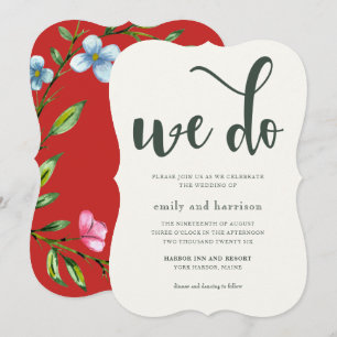 Pretty Red Floral Wedding Invitation