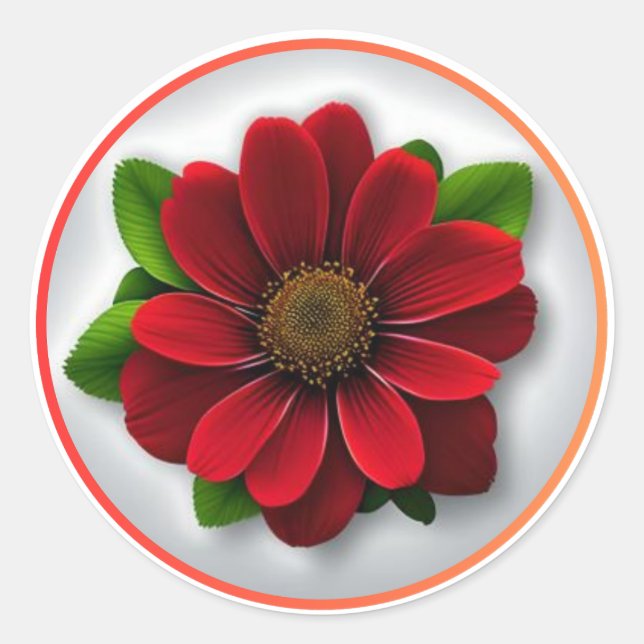 Pretty Red Flower #1 Classic Round Sticker (Front)