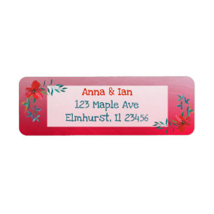 Pretty Red Flower and Blue Return Address Labels