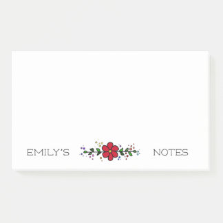 Pretty red flower leaves personalised Name's Notes