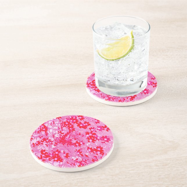 Pretty Red Flowers Coaster (Side)