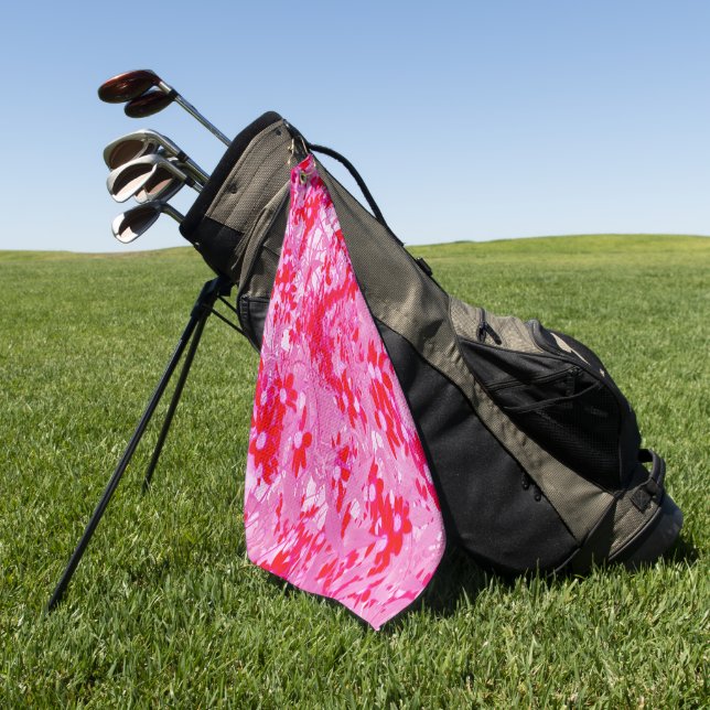 Pretty Red Flowers Golf Towel (Green)