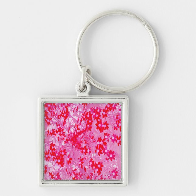 Pretty Red Flowers Key Ring (Front)