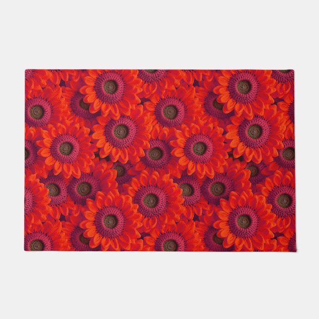 Pretty red flowers pattern doormat (Front)