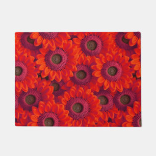Pretty red flowers pattern doormat