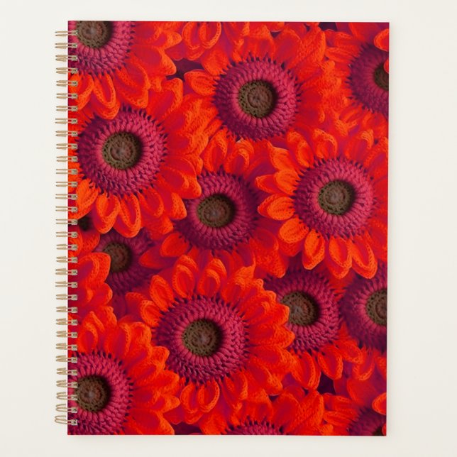 Pretty red flowers pattern planner (Front)