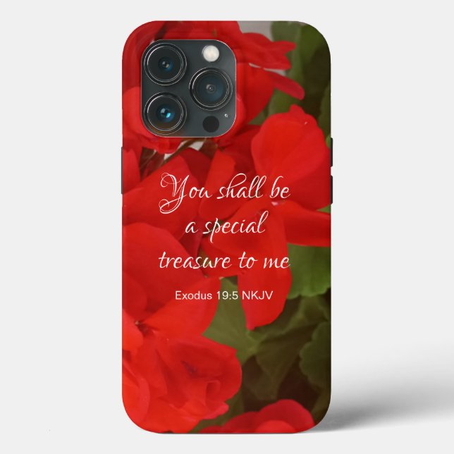 Pretty Red Flowers Special Treasure Bible Verse Case-Mate iPhone Case (Back)
