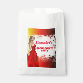 Pretty red girl personalised bachelorette party favour bags