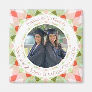 Pretty Red Green Graduation Photo Keepsake Gift Magnet
