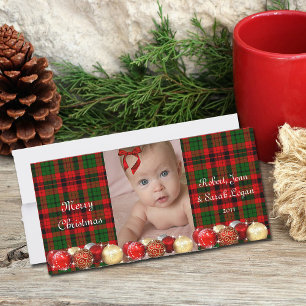 Pretty Red Green Tartan Plaid Christmas Card