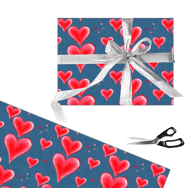 Pretty red hearts pattern wrapping paper (Creator Uploaded)