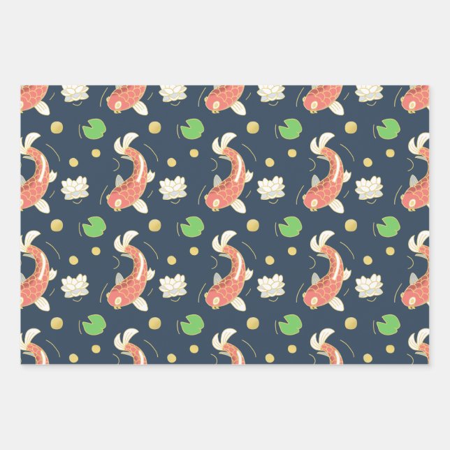 Pretty Red Koi Wrapping Paper Sheet (Front)