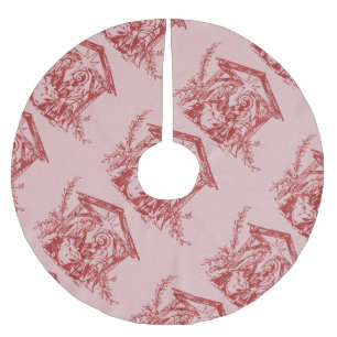 Pretty Red Nativity Brushed Polyester Tree Skirt