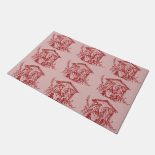Pretty Red Nativity Doormat