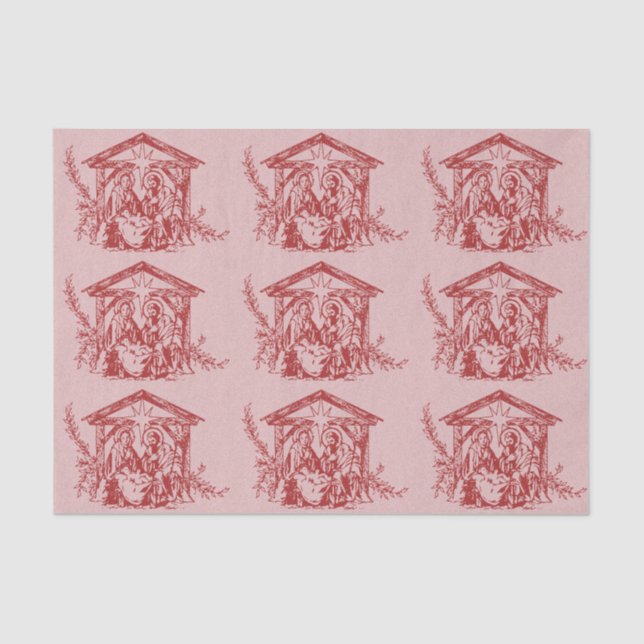 Pretty Red Nativity Tissue Paper (Front)