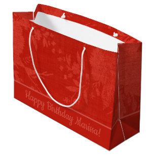 Pretty Red on Red Floral Pattern Large Gift Bag