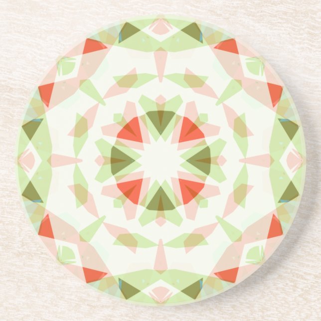 Pretty Red Pink Green Star Fun Boho Dopamine Decor Coaster (Front)