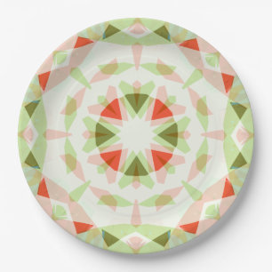 Pretty Red Pink Green Star Party Celebration Paper Plate