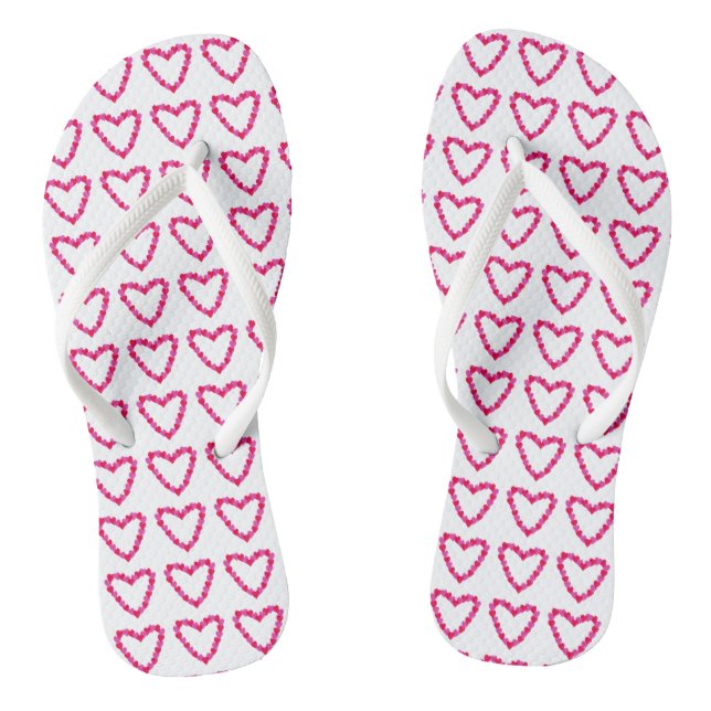Pretty Red Pink Heart of Hearts FlipFlops (Footbed)