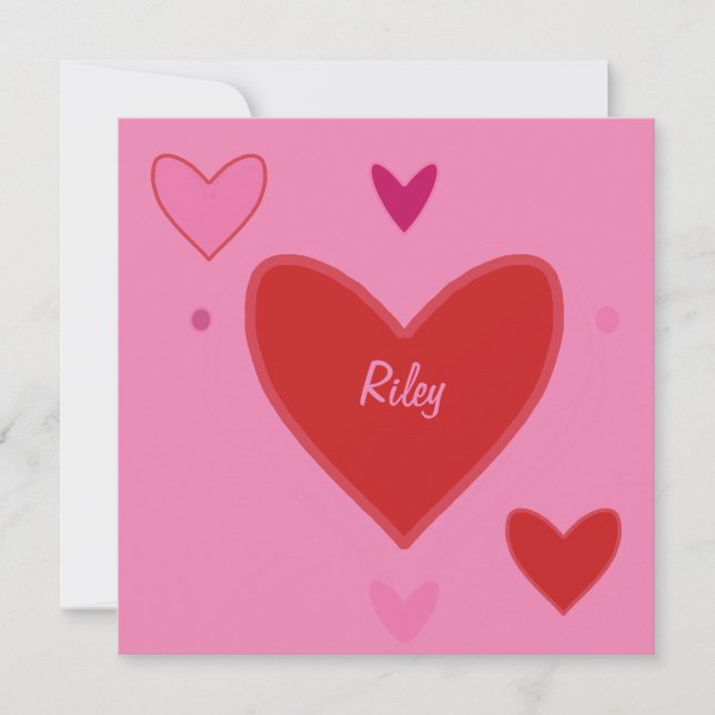 Pretty Red & Pink Hearts Valentine’s Day Card (Front)