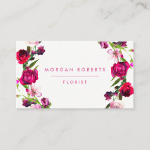 Pretty Red & Pink Rose Floral Beauty Florist Hair Business Card