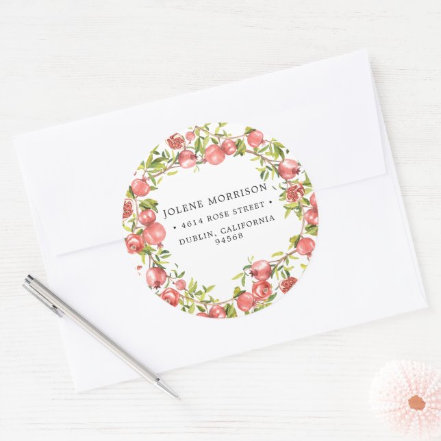 Pretty Red Pomegranate | Return Address Label (Envelope)