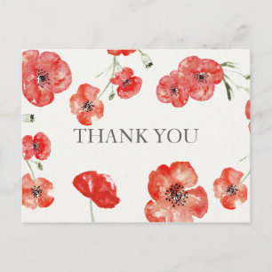 Pretty Red Poppies floral Thank You notes Postcard