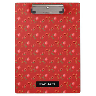 Pretty Red Poppies Pattern Personalised Clipboard