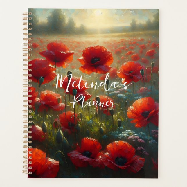 Pretty Red Poppy Field on a Summer Day Planner (Front)