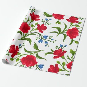 Pretty Red Poppy Floral Pattern Wrapping Paper