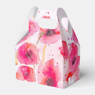 Pretty Red Poppy Floral Wedding Cake Favor Box