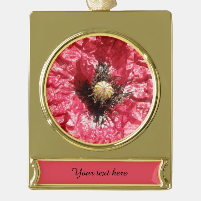 Pretty Red Poppy Flower Macro Custom Ornament (Front)