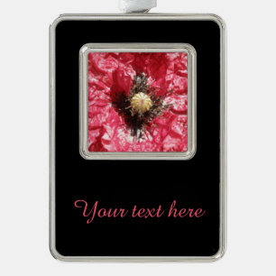 Pretty Red Poppy Flower Macro Custom Ornament