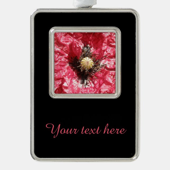 Pretty Red Poppy Flower Macro Custom Ornament (Front)