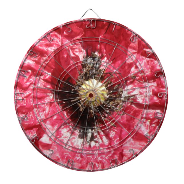 Pretty REd Poppy Flower Macro Dart Board (Front)