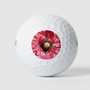 Pretty Red Poppy Flower Macro Golf Ball