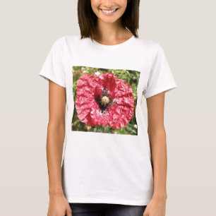 Pretty Red Poppy Flower Macro Ladies T Shirt