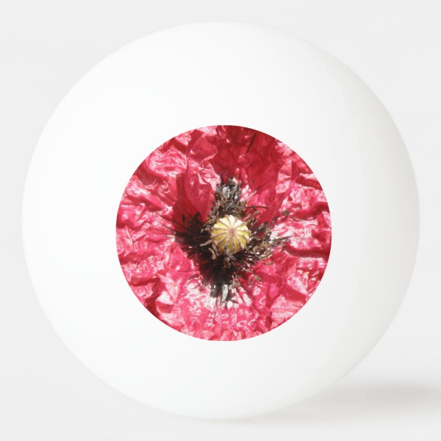 Pretty Red Poppy Flower Macro Ping Pong Ball (Front)
