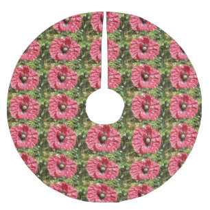 Pretty Red Poppy Flower Macro Tree Skirt