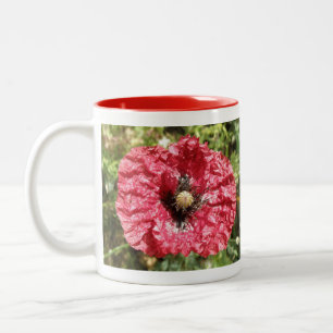 Pretty Red Poppy Flower Macror Mug