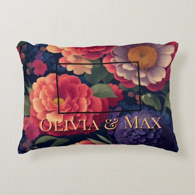 Pretty red purple flowers floral photo template decorative cushion (Front)