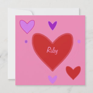 Pretty Red & Purple Hearts Valentine’s Day Card