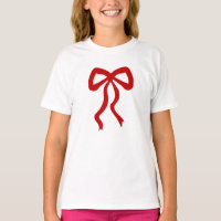 Pretty Red Ribbon Bow Festive Girl