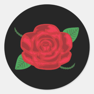 Pretty Red Rose Classic Round Sticker